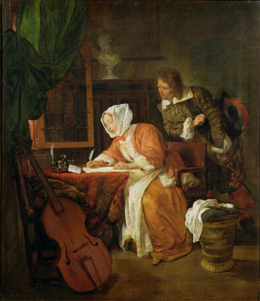 The Letter Writer Surprised by Gabriel Metsu, c.1659